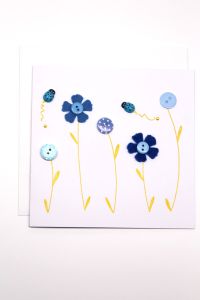 Vivienne Handmade 5 Flowers Stem (Meadow Blue) Card