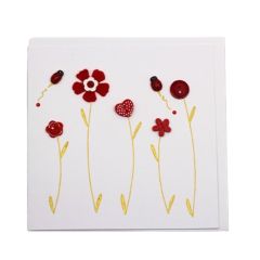 Vivienne Handmade 5 Flowers Stem (Red) Card